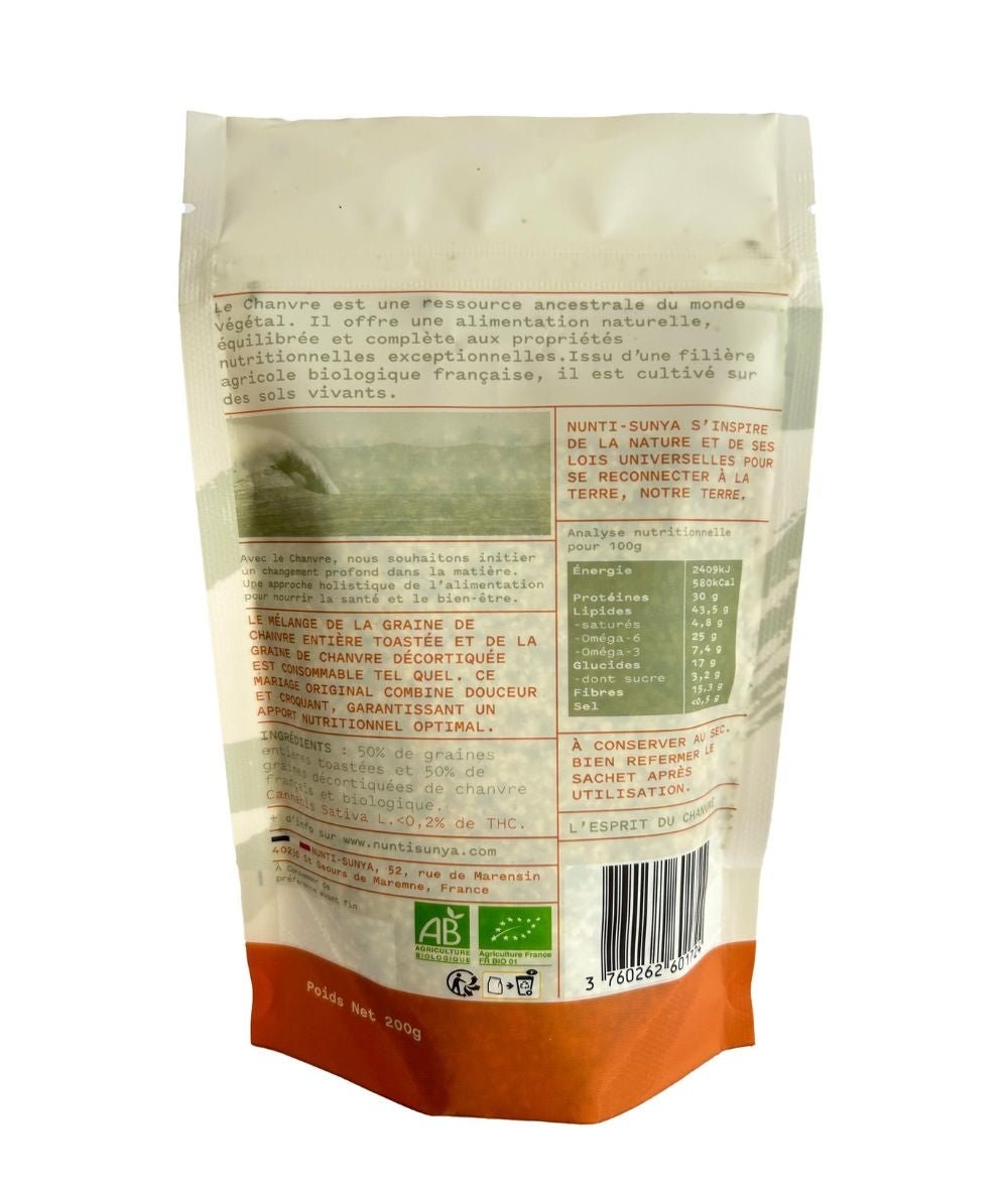 Duo graines de chanvre décortiquées et toastées - 200 G - Yoga Searcher