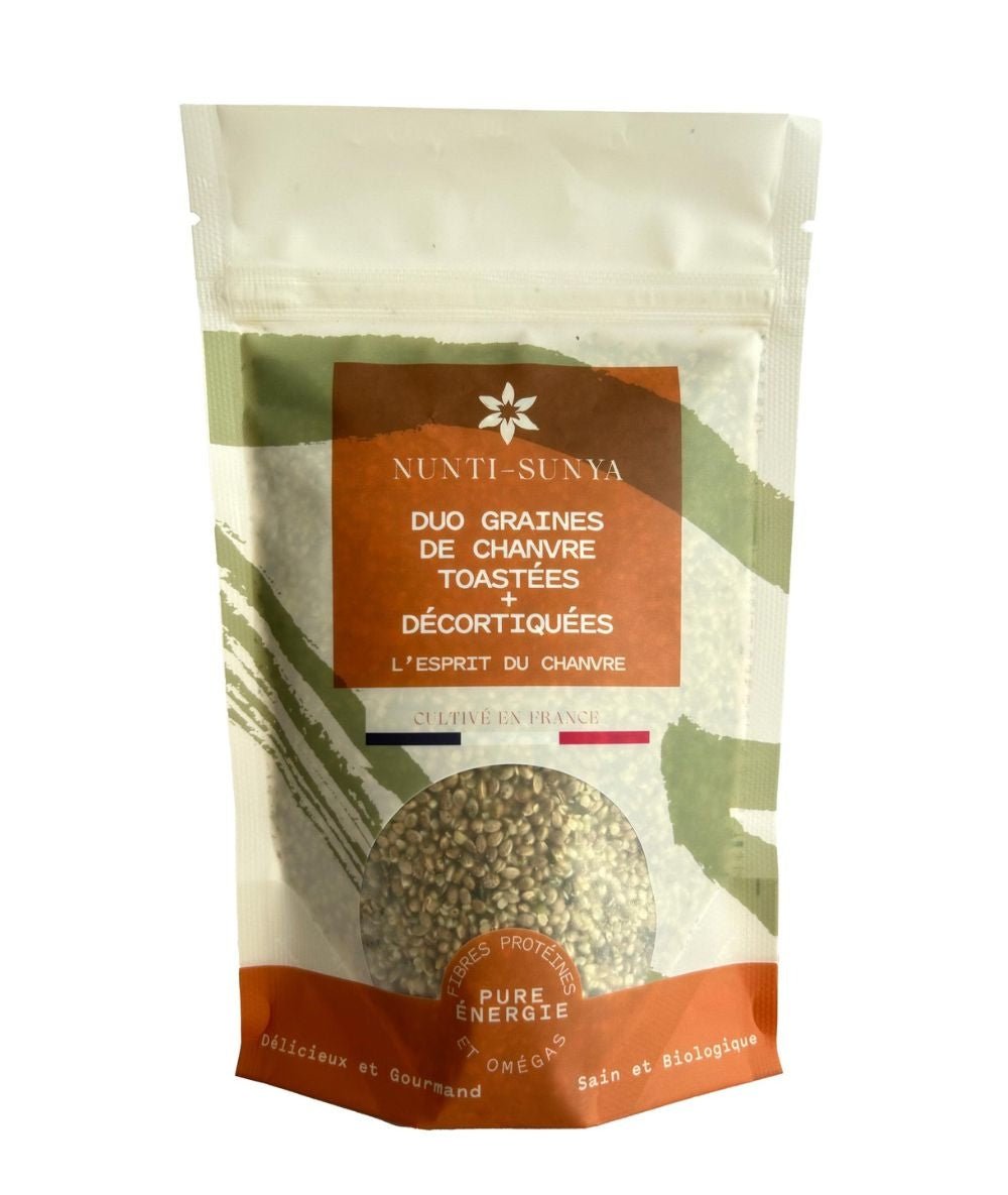 Duo graines de chanvre décortiquées et toastées - 200 G - Yoga Searcher
