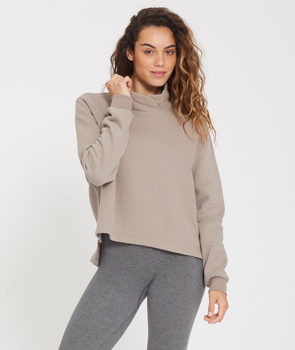 BIOBOTHI - Pull col montant en coton bio - Cacao - Yoga Searcher