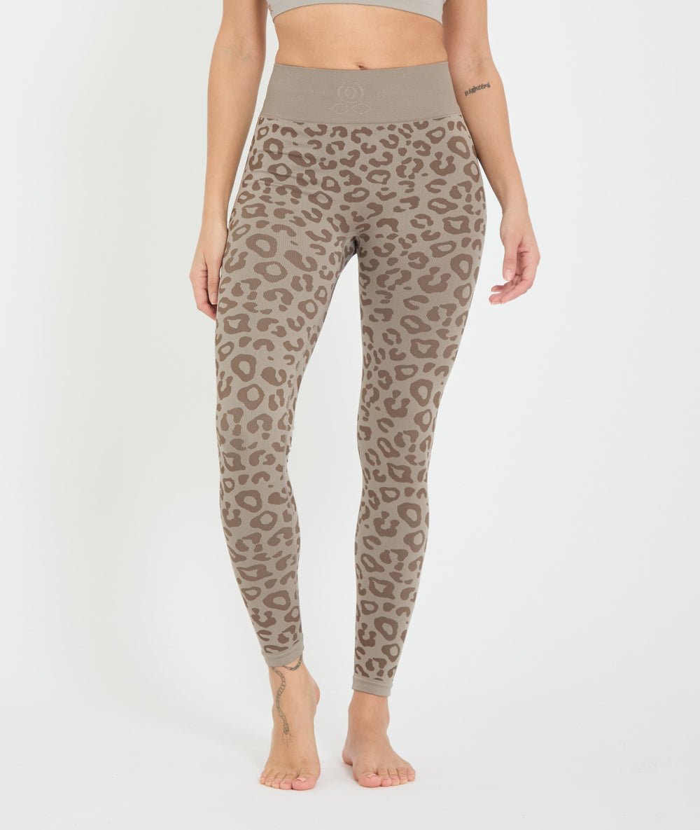 BIDAIA - Legging jacquard léopard - Cacao - Yoga Searcher