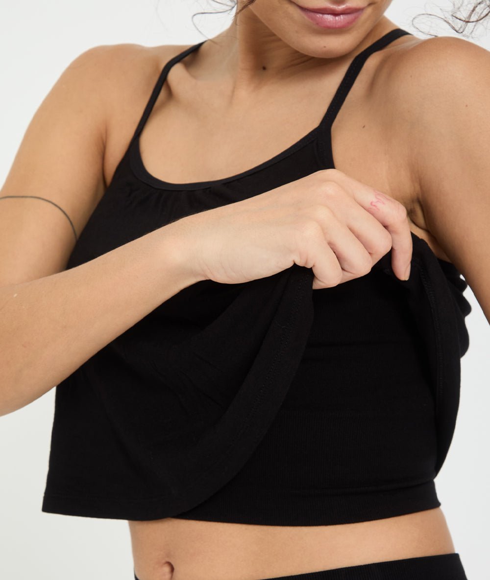 CHERAI - Top en bambou brassière intégrée - Noir - Yoga Searcher