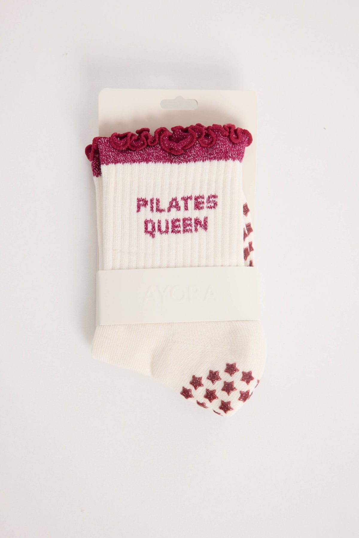 Chaussettes Grips "Pilates Queen" Frizzy – Bordeaux - Yoga Searcher