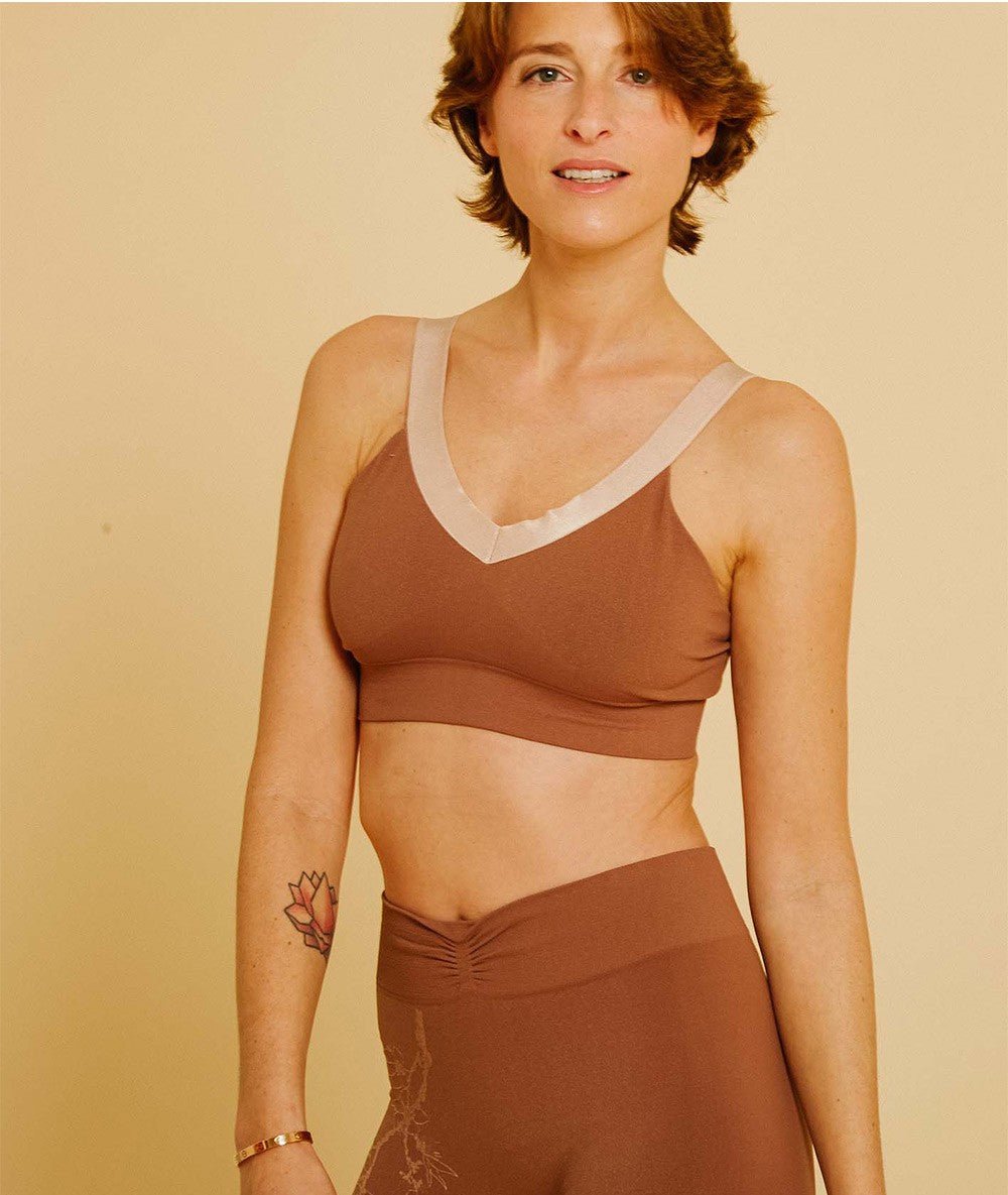 SURYA - Brassière supplex - Marron - Yoga Searcher