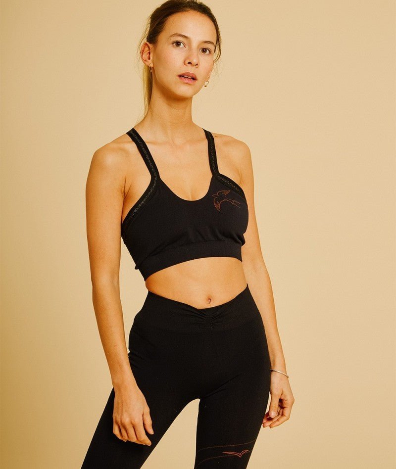 KONASANA - Brassière en supplex - Noir - Yoga Searcher