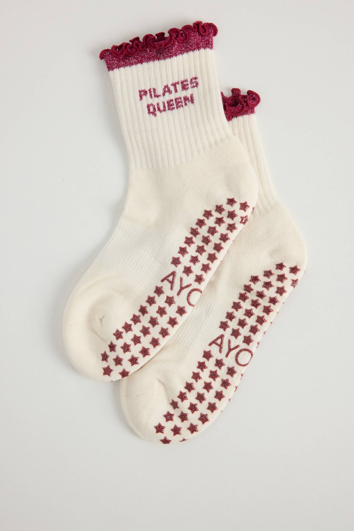 Chaussettes Grips "Pilates Queen" Frizzy – Bordeaux - Yoga Searcher