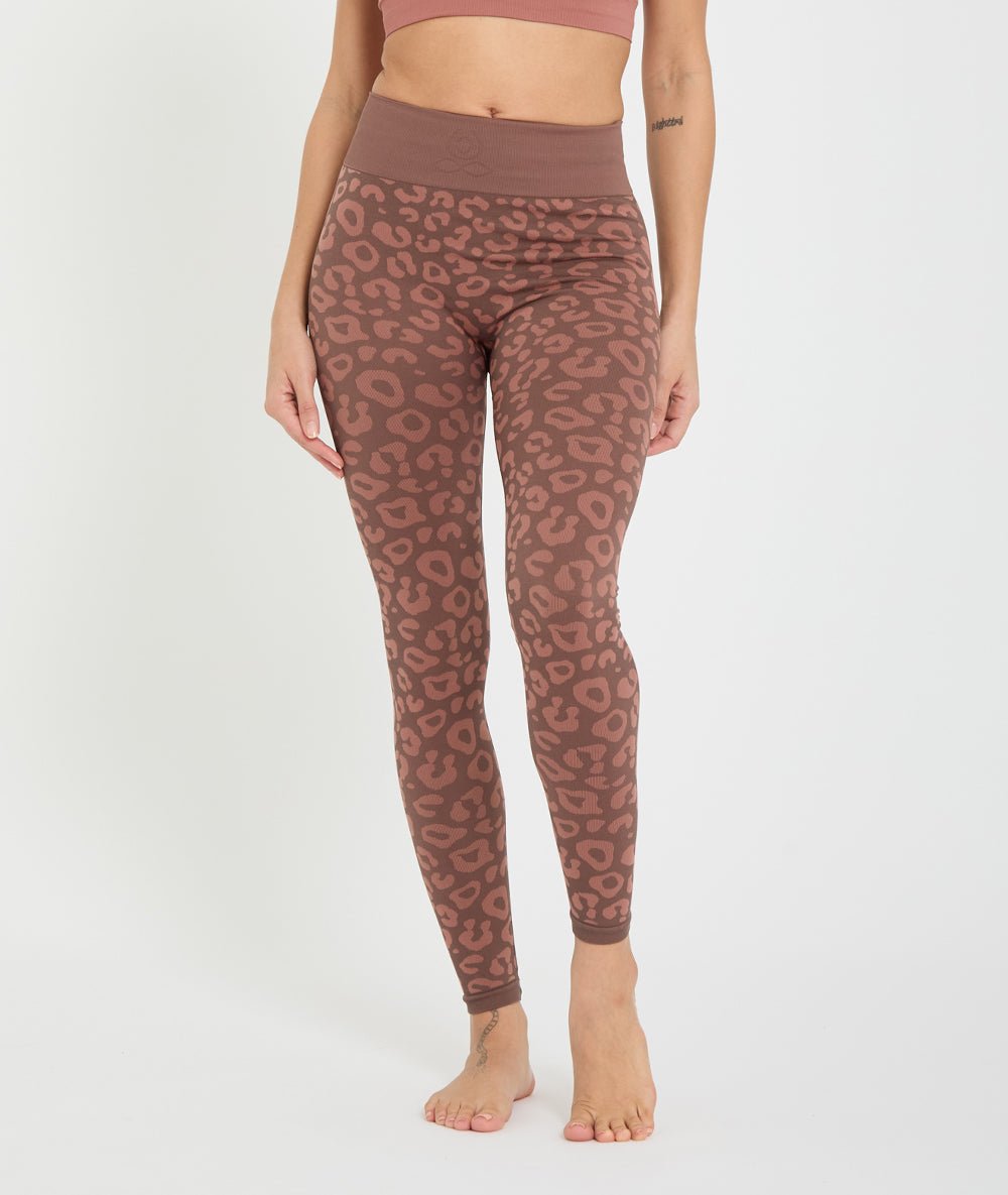 BIDAIA - Legging jacquard léopard - Rose Foncé - Yoga Searcher