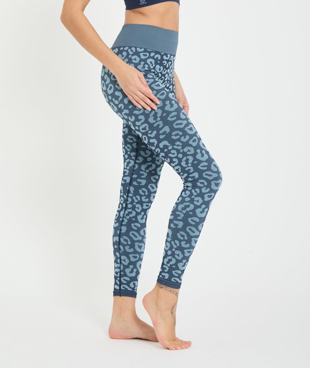 BIDAIA - Legging jacquard léopard - Navy - Yoga Searcher