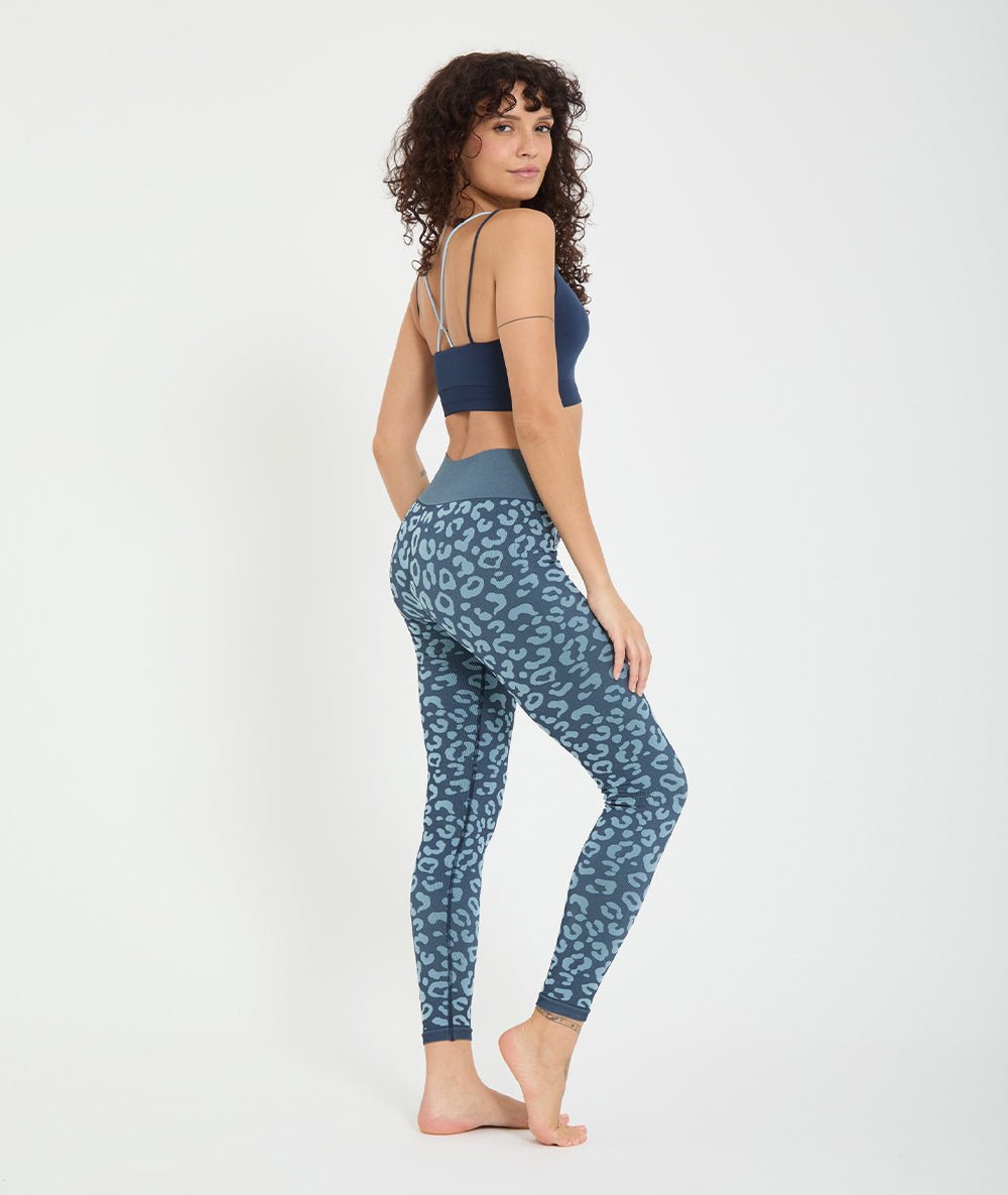BIDAIA - Legging jacquard léopard - Navy - Yoga Searcher