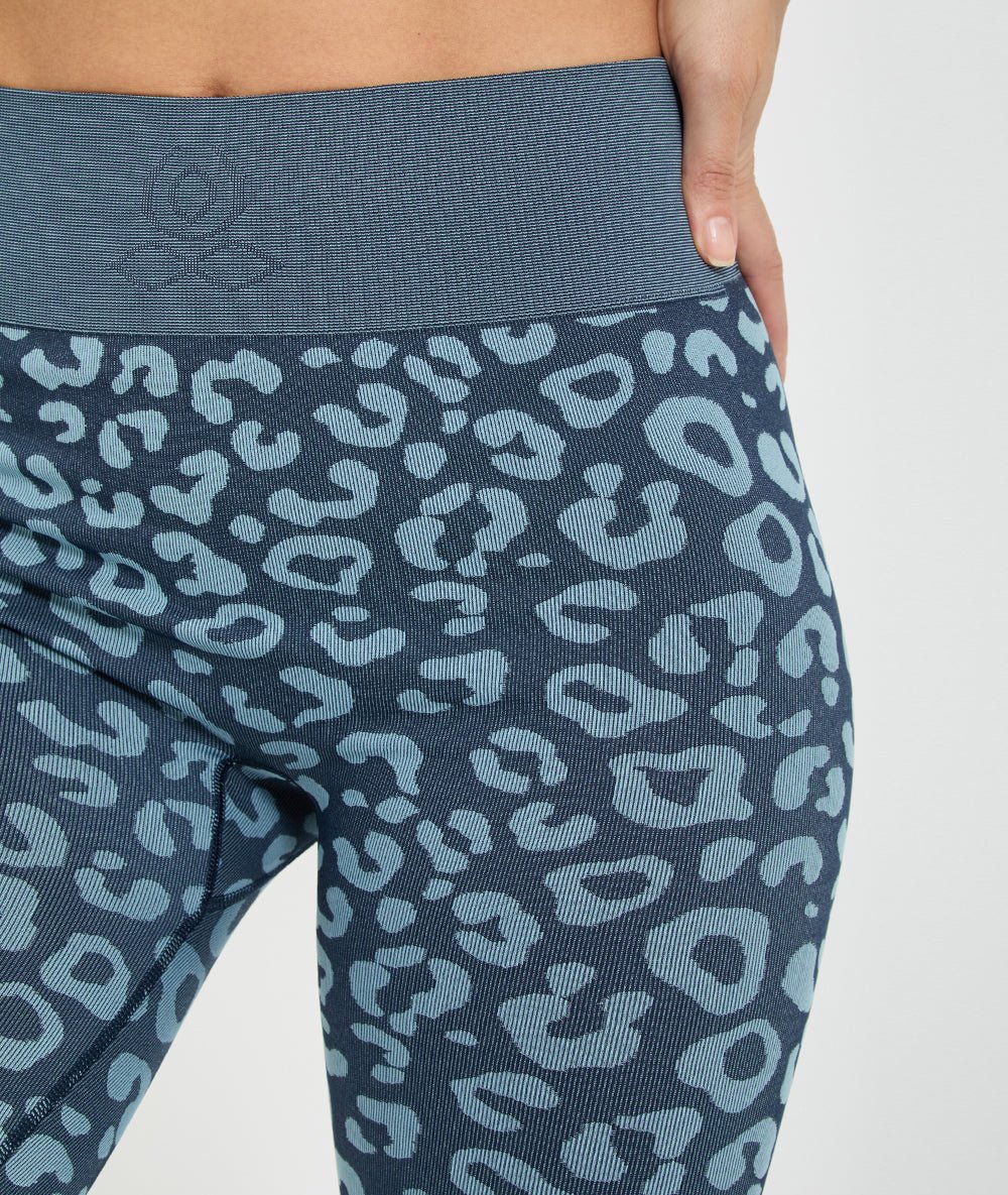 BIDAIA - Legging jacquard léopard - Navy - Yoga Searcher