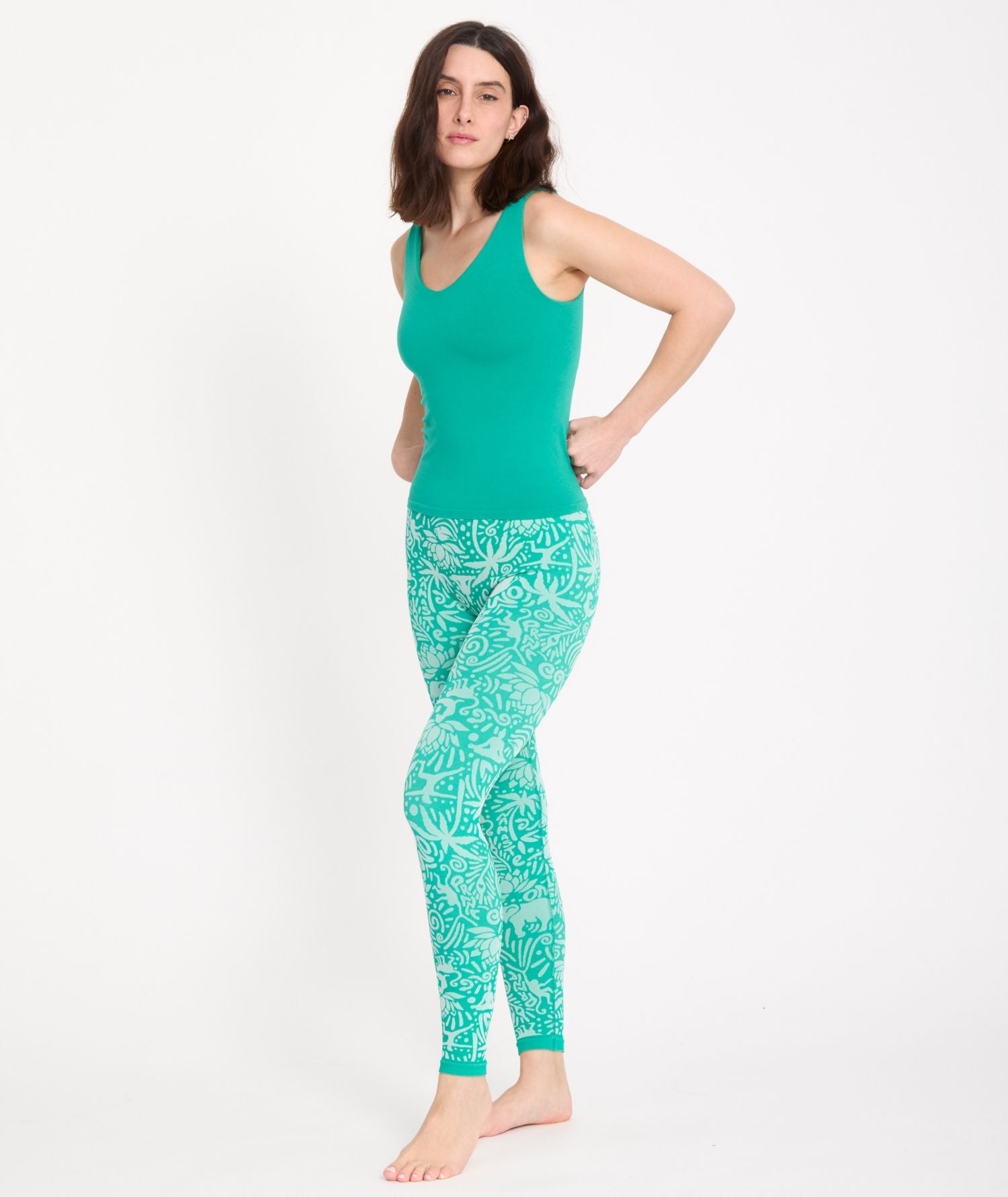 CHAVARA - Legging jaquards en matières recyclées - Emerald - Yoga Searcher