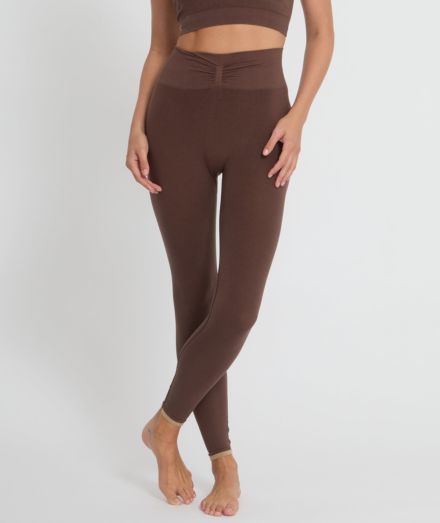 CHENDA - Legging en lyocell - Marron - Yoga Searcher