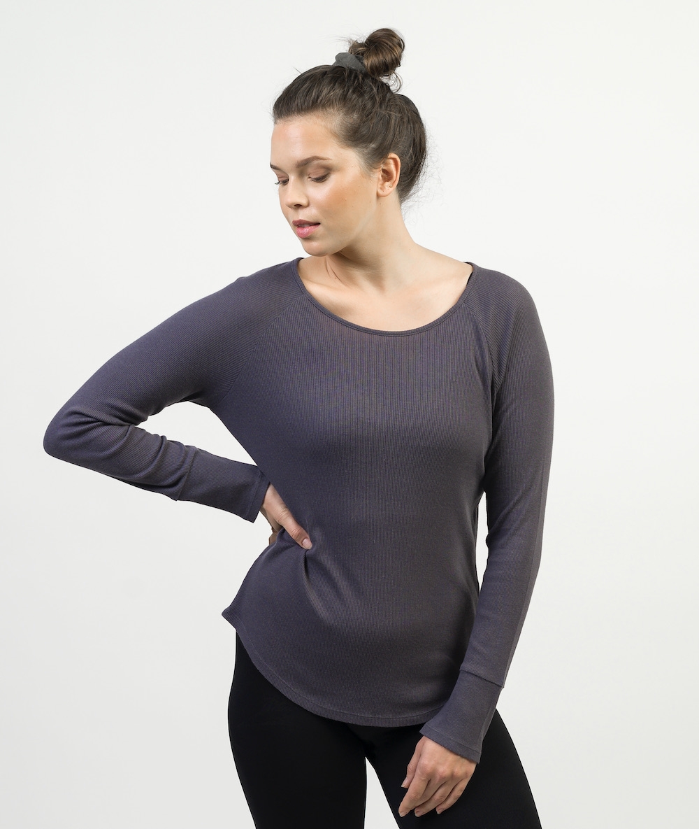 T-shirt manches Longues 100% Bio Noir - Fin de Serie - Vêtements de Yoga  Femme - Coton Bio Fin de série