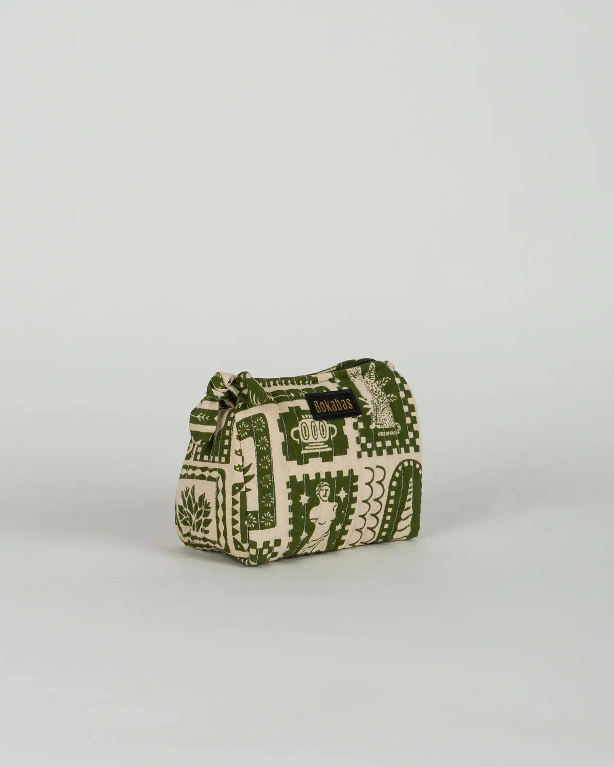 La trousse de toilette matelassée en coton Art vert